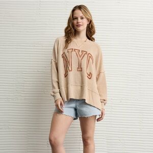 American Eagle Big Hug Crew Neck Waffle Sweatshirt